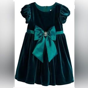 Rare Editions Green Velvet Kids Formal Dress